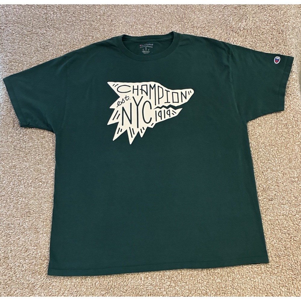 Champion Authentic Athletic Wear Men's XL Green NYC 1919 Wolf Graphic Tee